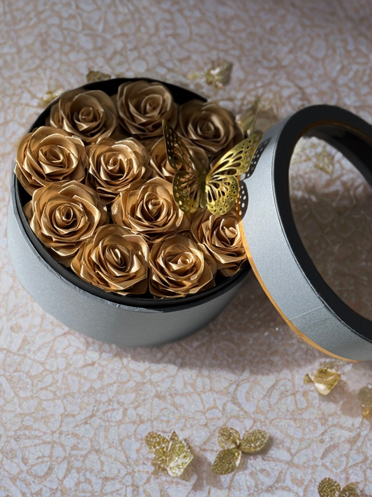 Golden Elegance Rose Box