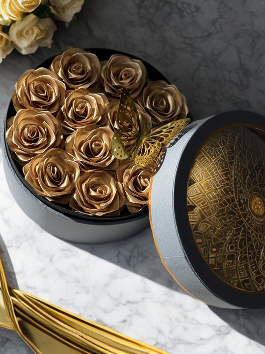Golden Elegance Rose Box